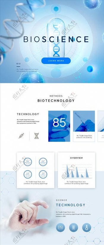 科研医学生物基因网页设计蓝色