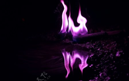 紫色火焰倒影背景