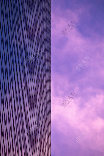 紫色天空大楼背景