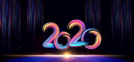 2020炫彩字体科技背景