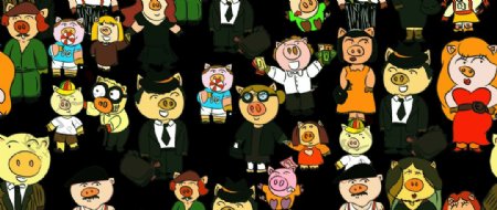 好多猪一家人猪头人物漫画卡通