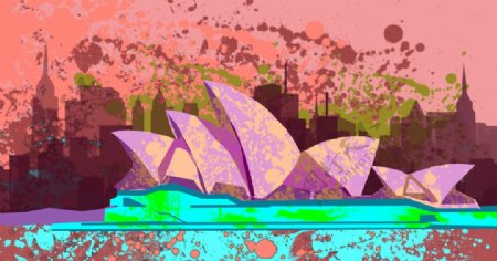 悉尼歌剧院水彩画油画