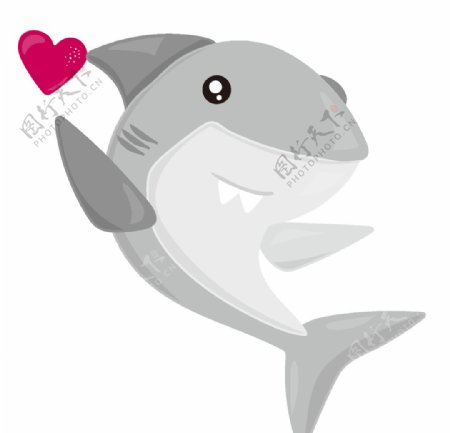 鲨鱼卡通手绘矢量素材