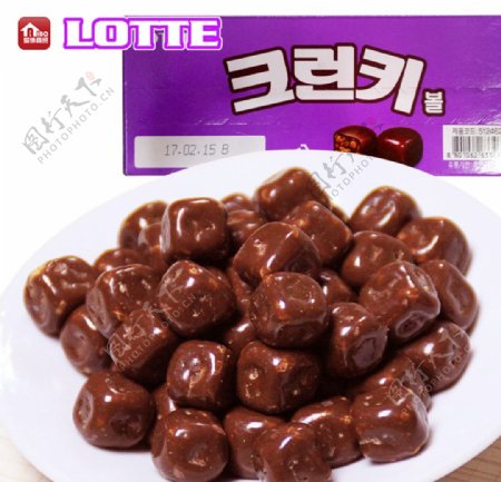 韩国乐天可伦脆米巧克力球76g