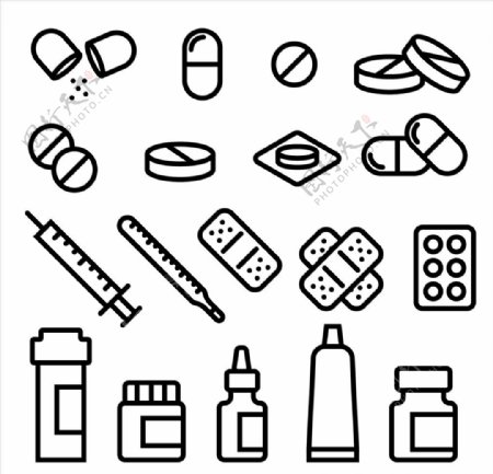 简约医疗药物icon图标设计