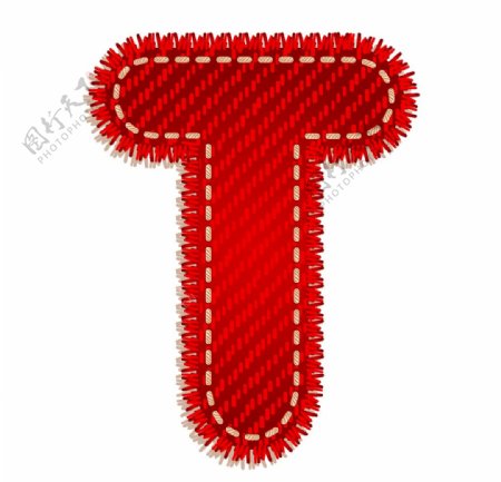 英文字母T设计艺术字创意牛仔布