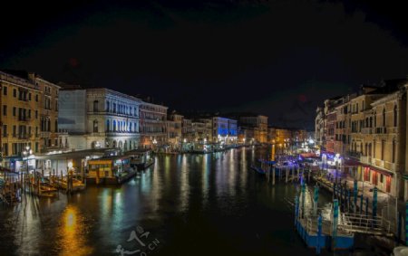 威尼斯城市的夜景