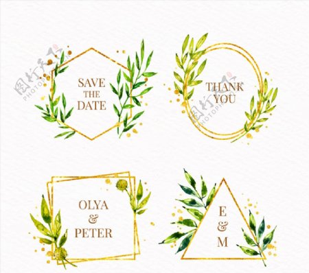 4款彩绘树叶婚礼标签