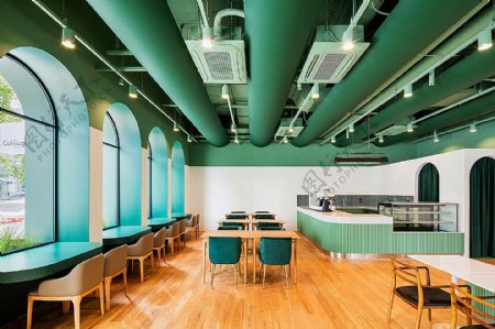 高大上绿色餐厅室内设计