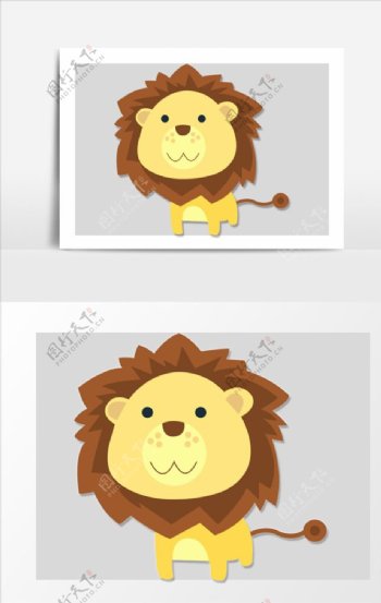 狮子可爱扁平动物卡通素材