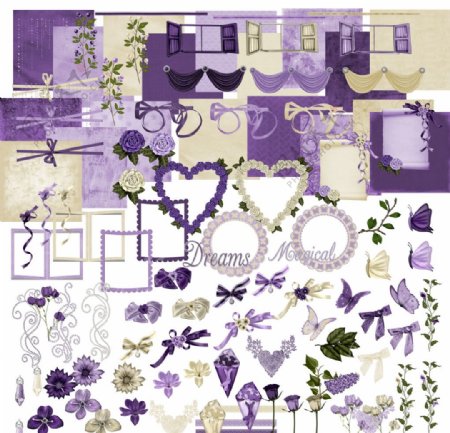 紫色浪漫丝带画框