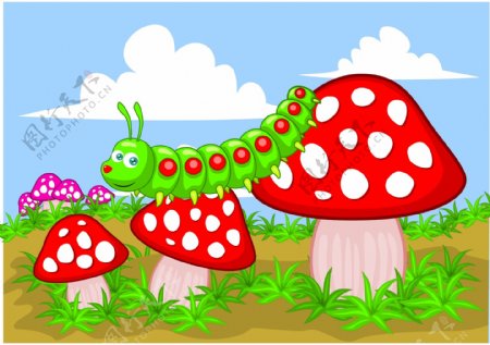 矢量卡通蘑菇插图