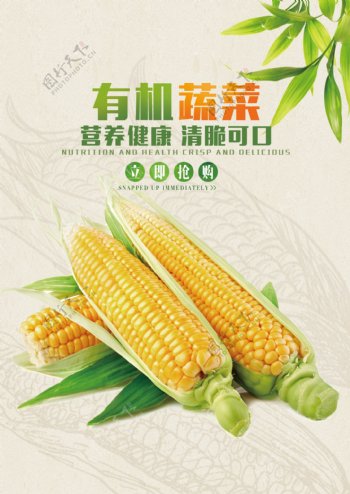 有机蔬菜玉米超市促销活动海报