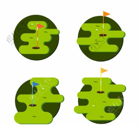 绿色高尔夫球场矢量素材