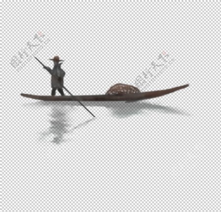小舟人物古风国风传统素材