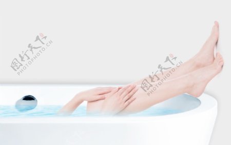 女性腿部光滑美容浴缸背景素材