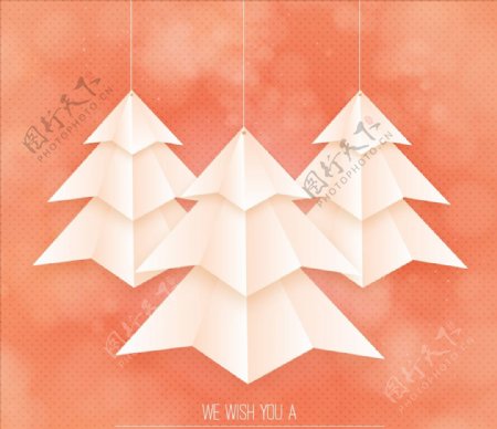 圣诞贺卡折纸风格圣诞树