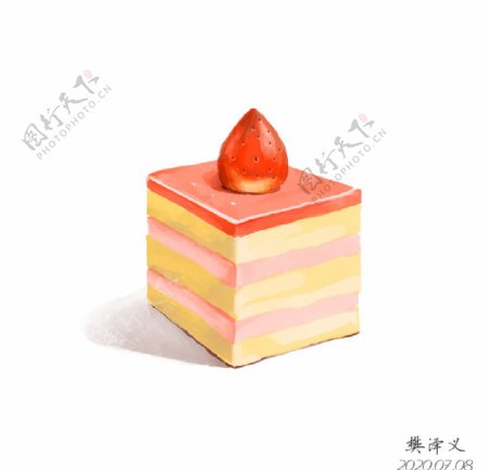 PS鼠绘草莓小方蛋糕