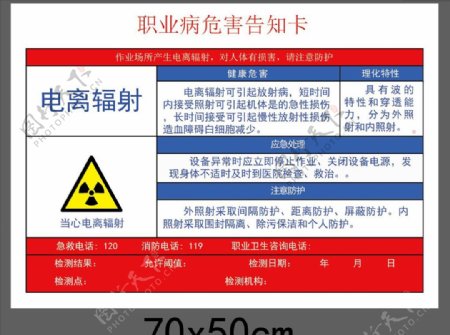 电离辐射职业病危害告知卡