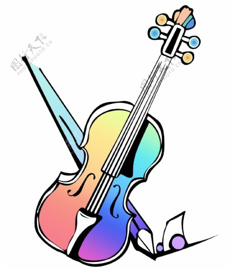 小提琴卡通漫画彩色小提琴