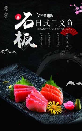 三文鱼美食食材活动宣传海报