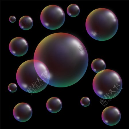 透明彩色肥皂泡泡