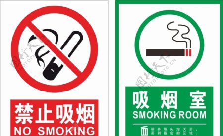 禁止吸烟吸烟室标志
