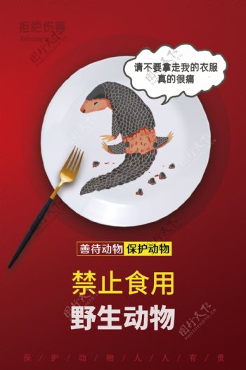 禁止食用野生动物公益宣传海报
