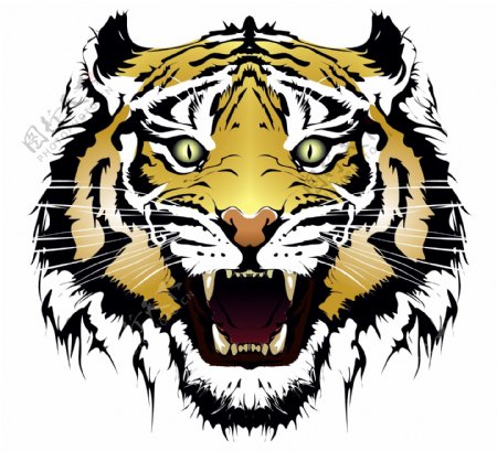 老虎动物图案剪影混合图标UI标