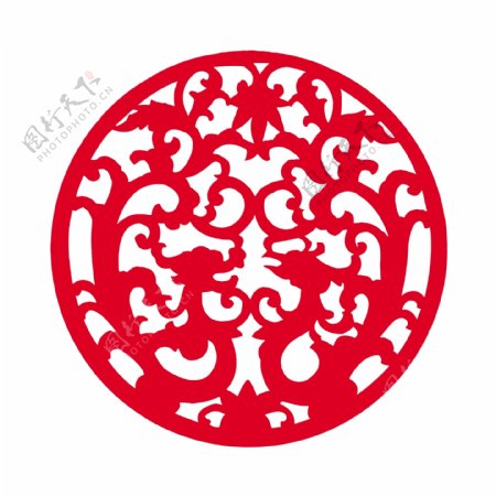 中国风传统龙凤环形花纹纹样