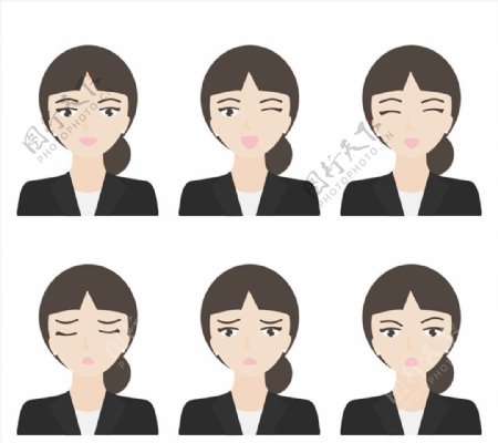 商务女子表情矢量图片