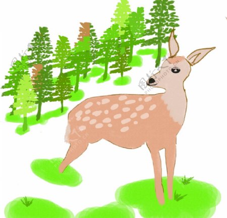 卡通鹿小鹿插画图片