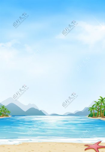 沙滩海岸插画活动背景素材图片