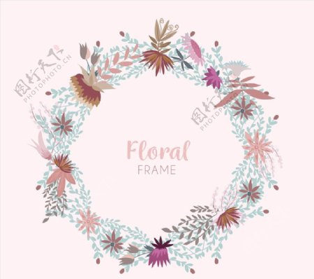 素色花卉框架图片
