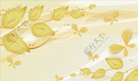浮雕花树叶蝴蝶背景墙图片
