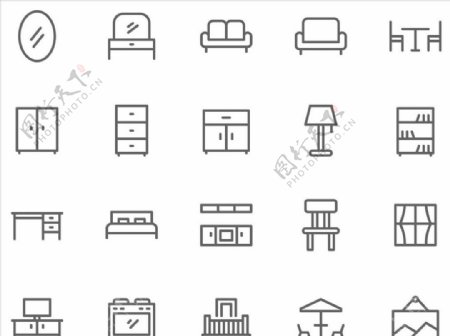 线性家具图标图片
