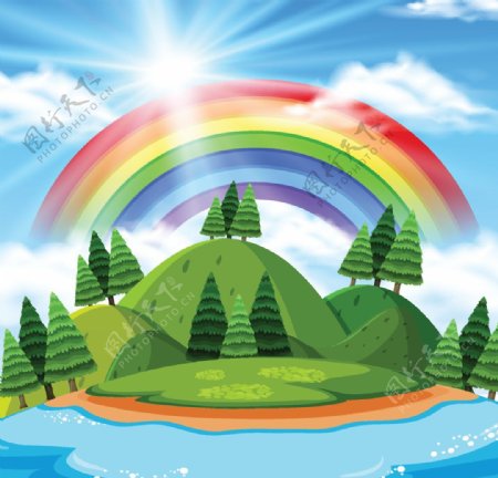 森林彩虹图片