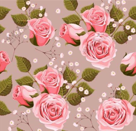粉色玫瑰无缝背景图片
