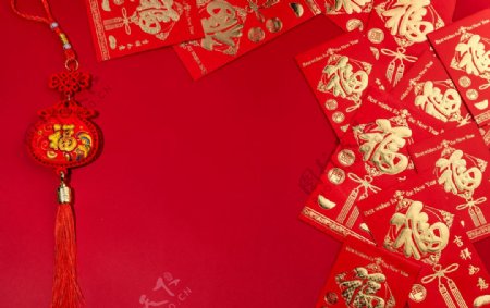 新年红包福袋复古背景海报素材图片