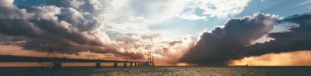 大海大桥天空云彩风景图片