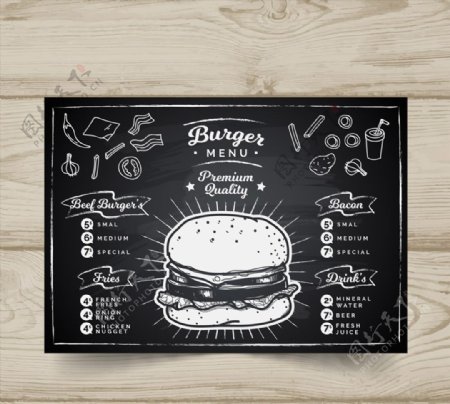 汉堡包店黑板画菜图片