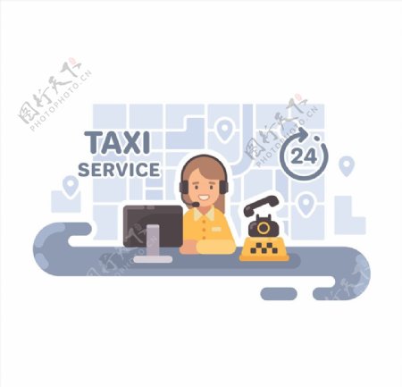 出租车调度员插画图片