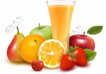 水果和橙汁矢量图片