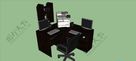 SU办公桌模型图片