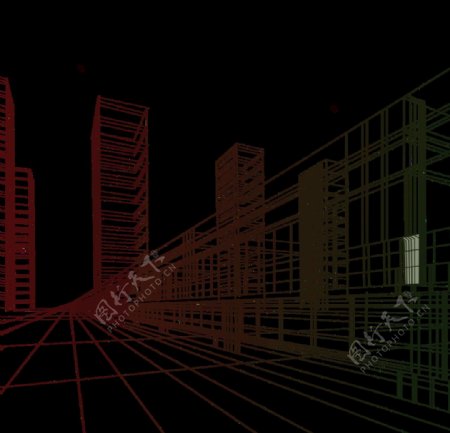 城市建筑透视线条素材图片