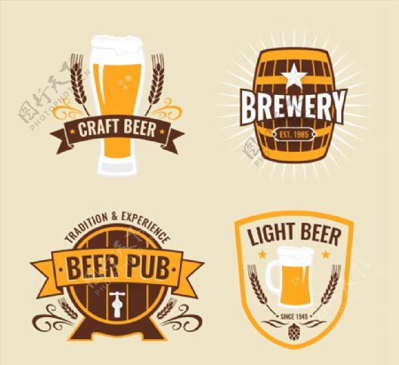 啤酒元素标签矢量图片