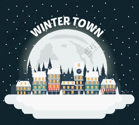 卡通冬季城镇图片