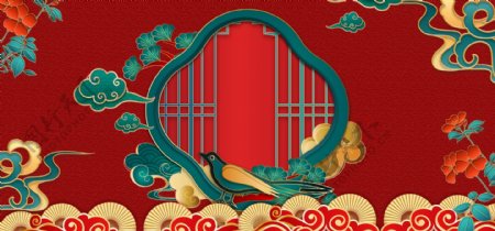 中国风国潮浮雕海报背景图片