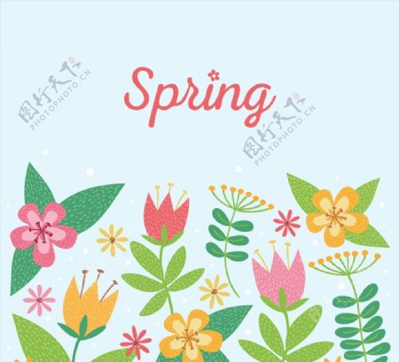 春季卡通花卉矢量图片