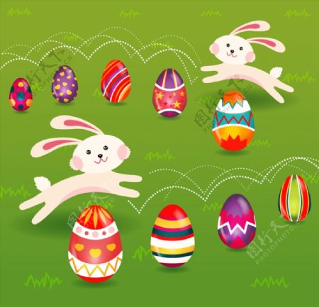 卡通兔子和彩蛋图片